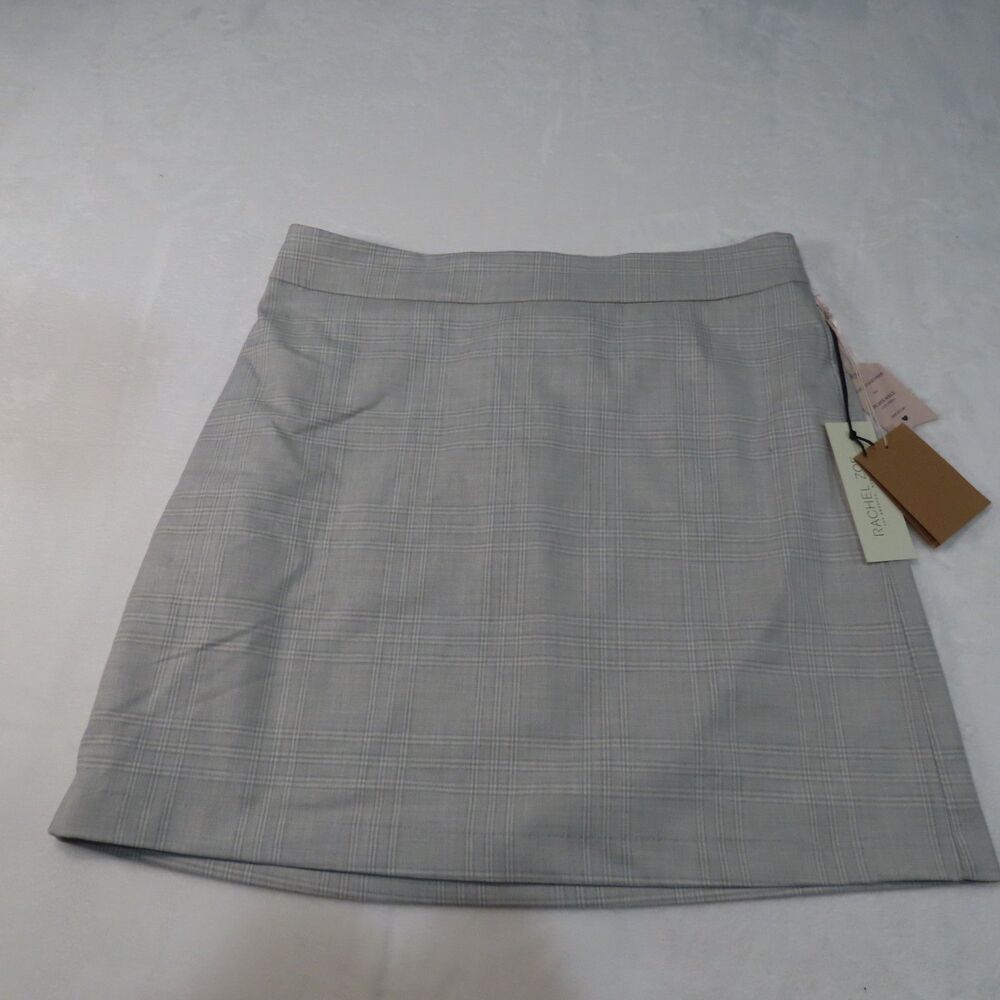 Rachel Zoe NWT Gray Glen Plaid Mini Skirt Size L Elastic Waist Lined A-Line